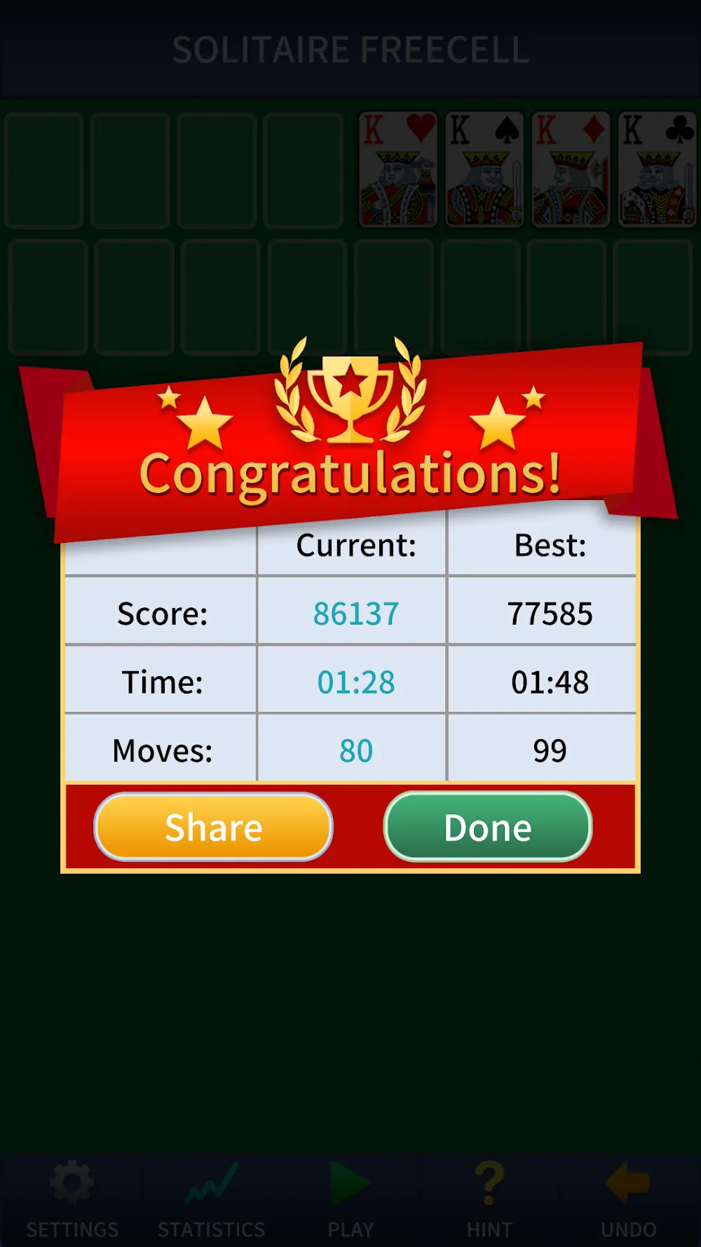 Segunda captura do FreeCell durante uma jogada